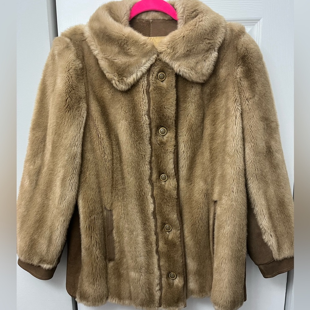 Tissavel France Vintage Faux Sears Fur & Suede Coat - Size S